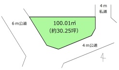 敷地面積30坪!陽当たり&風通しが良く資産価値のある三方角地です。『建売価格』で建物をご希望の方はお気軽にお問合せ下さい。